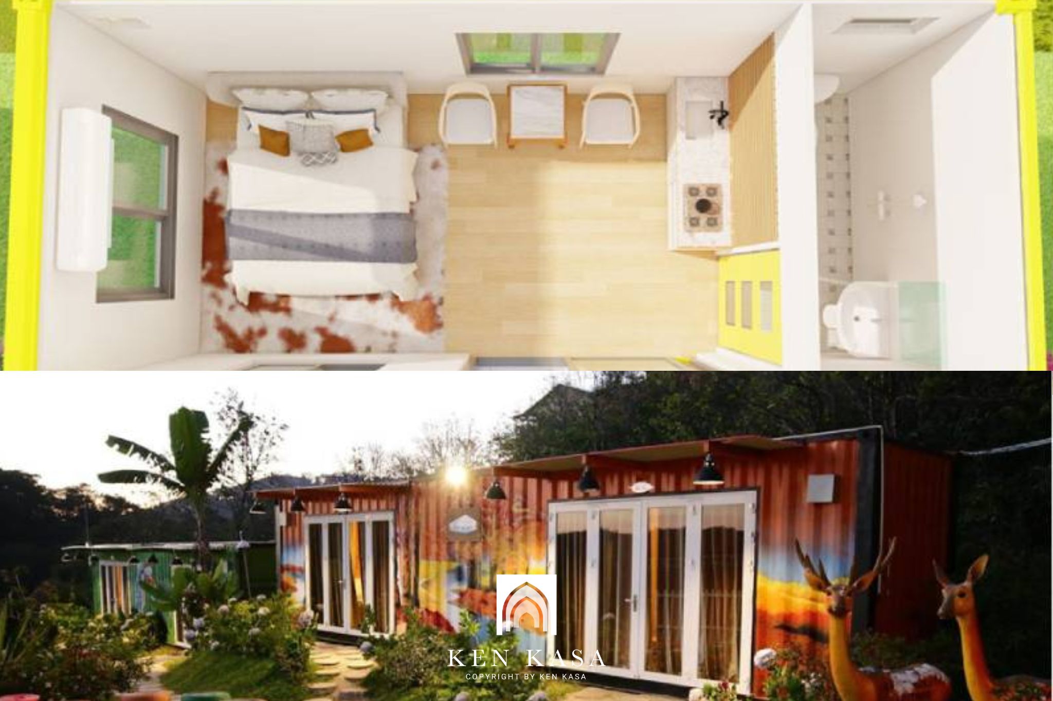 mẫu thiết kế phòng homestay nhỏ kiểu container